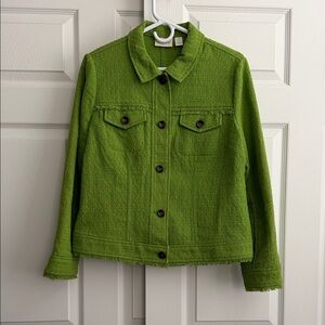 Chico's Vibrant Green Jean Jacket Size 1